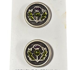 JHB Creative Buttons 1419 Scottish Thistle Enamel Silver Tone 7/8" Made in Italy